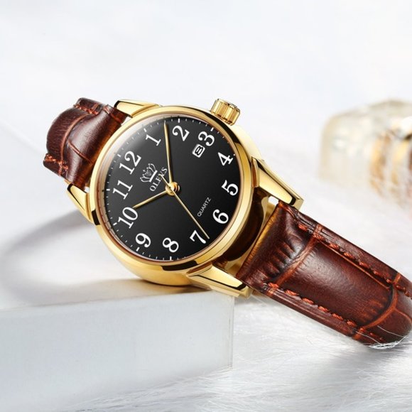 Black Couple Watches with Arabic Numeral Disign - Picture 6 of 6